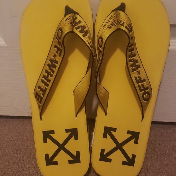 Off-White Yellow Flip Flops size 12.5 - Picture 5 of 5